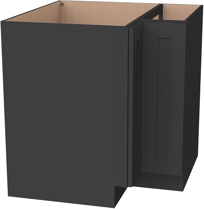 Kitchen Lazy Susan Corner Base Cabinet with Adjustable Shelf, Soft-Close Hinges, Solid Hardwood & Plywood Construction,Space-Saving RTA Storage Solution (SK-Charcoal Black, 36" W x 24" D x 34.5" H)