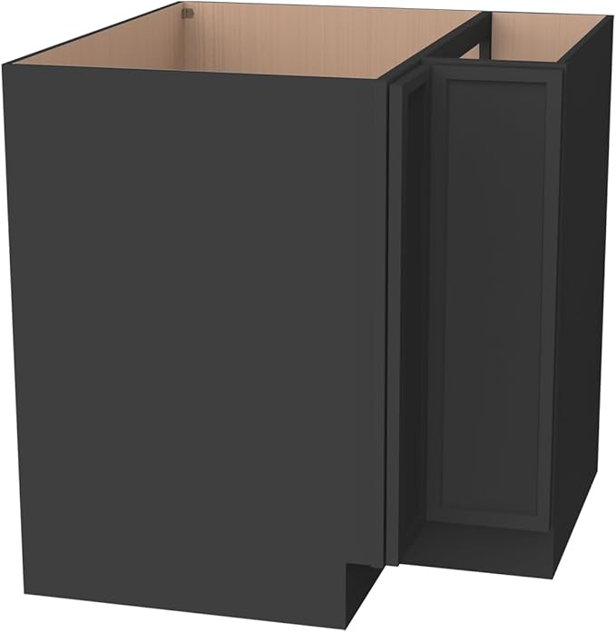 Kitchen Lazy Susan Corner Base Cabinet with Adjustable Shelf, Soft-Close Hinges, Solid Hardwood & Plywood Construction,Space-Saving RTA Storage Solution (NT-Charcoal Black, 33" W x 24" D x 34.5" H)