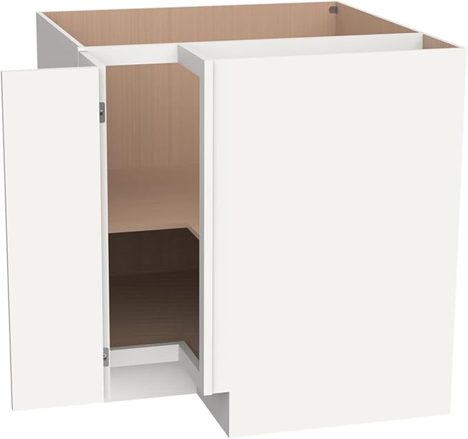 Kitchen Lazy Susan Corner Base Cabinet with Adjustable Shelf, Soft-Close Hinges, Solid Hardwood & Plywood Construction,Space-Saving RTA Storage Solution (NT-Origami White, 36" W x 24" D x 34.5" H)