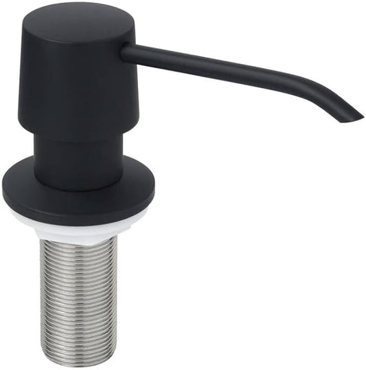 Matte Black Long Nozzle Brass Built in Soap Dispenser for Kitchen Sink with 17 OZ PET Bottle Refill from Top, Countertop Brass Pump Head, Fits 1″ to 1.8″ inch Hole, in Sink Soap Dispenser