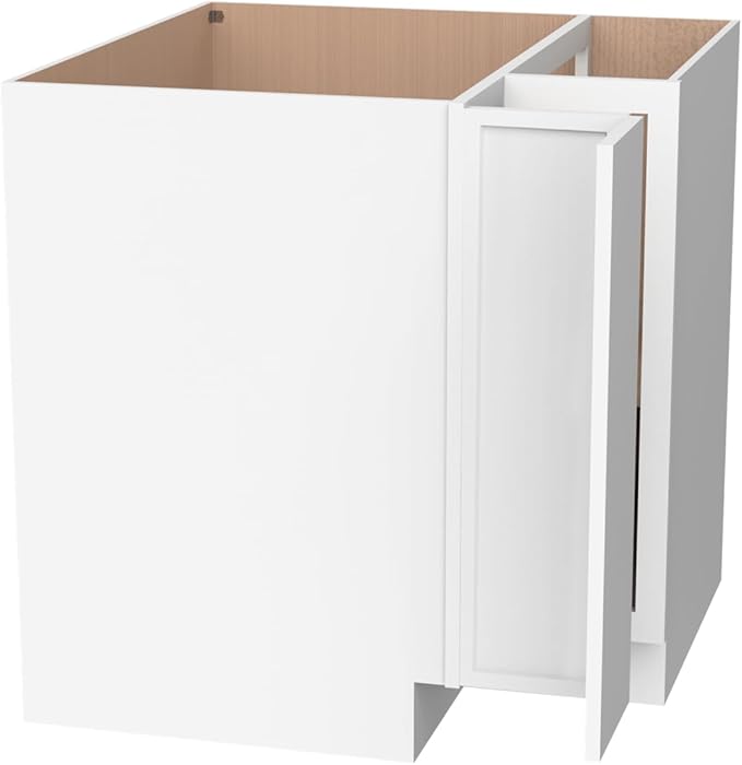 Kitchen Lazy Susan Corner Base Cabinet with Adjustable Shelf, Soft-Close Hinges, Solid Hardwood & Plywood Construction,Space-Saving RTA Storage Solution (NT-Origami White, 36" W x 24" D x 34.5" H)