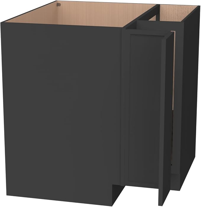 Kitchen Lazy Susan Corner Base Cabinet with Adjustable Shelf, Soft-Close Hinges, Solid Hardwood & Plywood Construction,Space-Saving RTA Storage Solution (NT-Charcoal Black, 36" W x 24" D x 34.5" H)