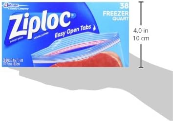Ziploc Freezer Bags with New Grip 'n Seal Technology, Quart, 38 Count, Pack of 3 (114 Total Bags)