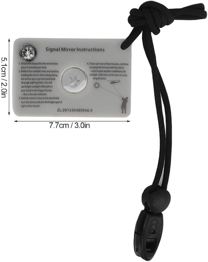 Kits Acrylic Survival Reflective Mirror with Lanyard Whistle Emergency Signaling Reflective Tool for Hiking Camping Outdoor Adventures(Signal Mirror)