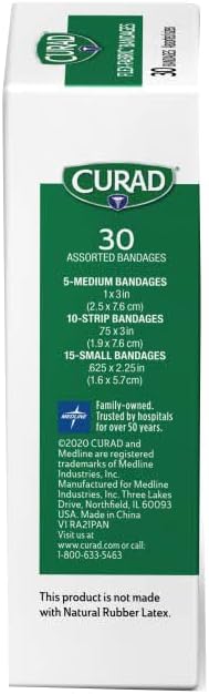 Curad Flex-Fabric Adhesive Bandages, Assorted Sizes, 30 Count