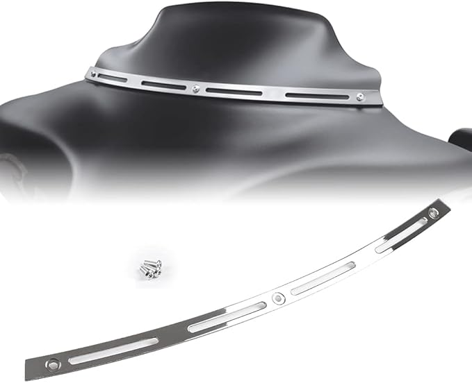 WYNMOTO Polished Stainless Slotted Batwing Windshield Windscreen Trim Chrome Compatible for 96-13 Harley Touring Electra Street Glide Ultra Limited Tri Glide 1996-2013