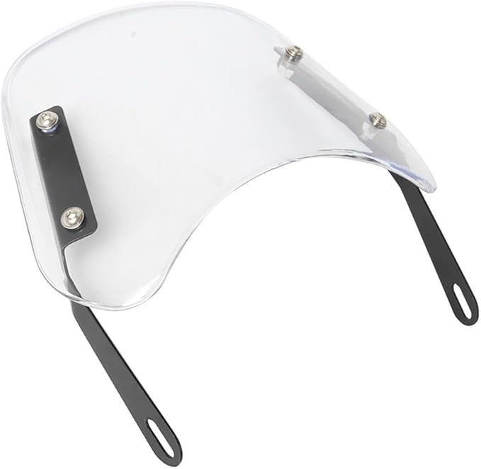 FABULETTA Motorcycle Windscreen Wind Deflector Front Flyscreen with Mount Bracket (White)