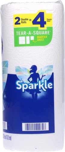 Sparkle Tear-A-Square Paper Towels, 2 Double Rolls = 4 Regular Rolls, Back-to-School Essentials, Customizable Sheets for Lunchboxes, Art Projects, Classrooms, and Home (Pack of 2)