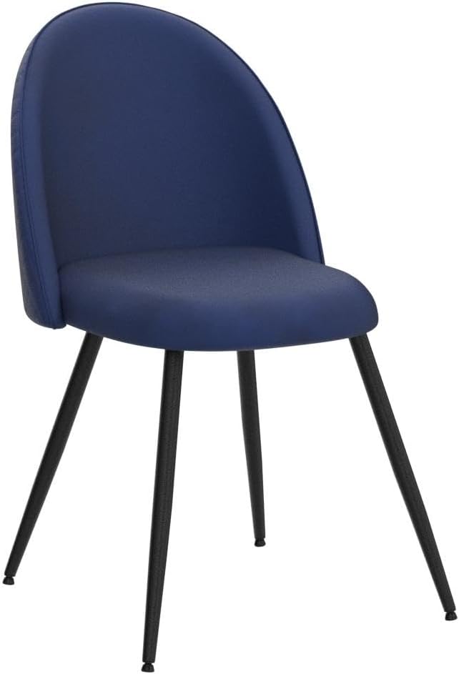 Dining Chair Set of 4 - Simple Design, Comfortable Velvet Upholstered Chairs with Stainless Metal Legs for Dining Table and Living Room, Navy Blue