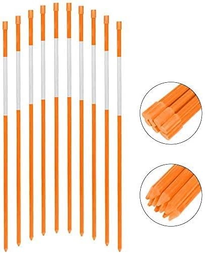 FiberMarker Reflective Driveway Makers 48-Inch Orange 12-Pack 5/16-Inch Dia Solid Snow Pole Reflective Snow Stakes for Roadway