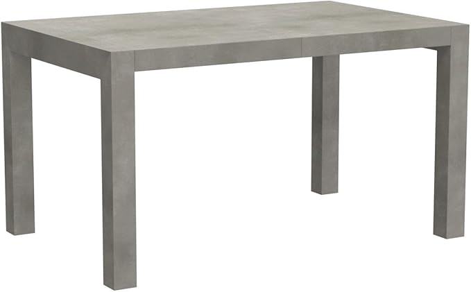 Mobili Fiver, Iacopo Extendable Dining Table, 55.1(86.6) x35.4 in, Concrete Effect, Grey, Made in Italy