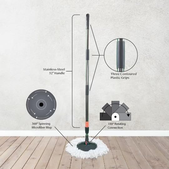 Easy Spin Microfiber Spin Mop and Bucket Set with Handle – Cleaning Tools for Home and Kitchen, Splash-Free Design, 360° Rotating Head, Ideal Cleaning Supplies for All Floor Types