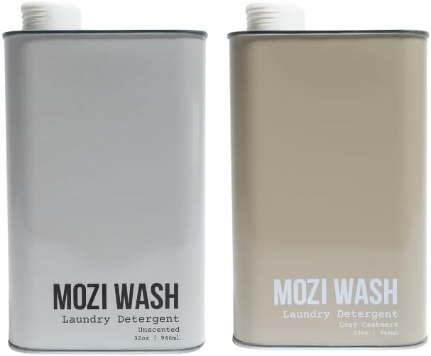 BUNDLE: Cozy Cashmere + Unscented Laundry Detergent Liquid, 100+ Loads, Concentrated, Plant Based, Cruelty & Dye Free, Phosphate & Paraben Free, 2 Pack - 32 oz Recyclable Bottles