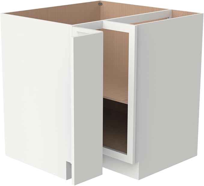 Kitchen Lazy Susan Corner Base Cabinet with Adjustable Shelf, Soft-Close Hinges, Solid Hardwood & Plywood Construction,Space-Saving RTA Storage Solution (NT-Origami White, 36" W x 24" D x 34.5" H)