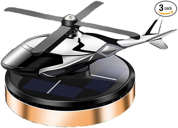 Car Air Freshener, Helicopter Solar Energy Rotating Aromatherapy Al Alloy Diffuser,Long-Lasting Fragrance, Interior Decoration Accessories Diffuser for Car and Home（Gold)