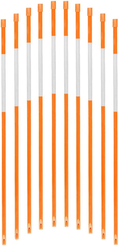 FiberMarker 60inch Reflective Driveway Markers Driveway Poles for Easy Visibility at Night, 5/16 Inch Diameter Orange, 20 Pack (Hollow Tubes)