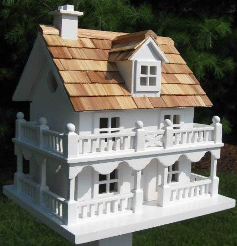 Home Bazaar Hand-made Novelty Cottage Bird House - Bird Friendly Home Decor , White