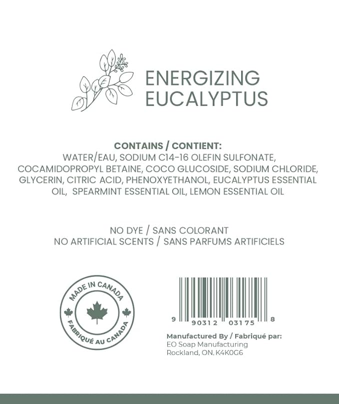 Luxury Liquid Hand Soap - Natural Scented Hand Wash - Gentle Hand Soap with Essential Oils & Aloe Vera - Moisturizing Handwash for Bathroom and Kitchen - Energizing Eucalyptus Scent, 16.9oz