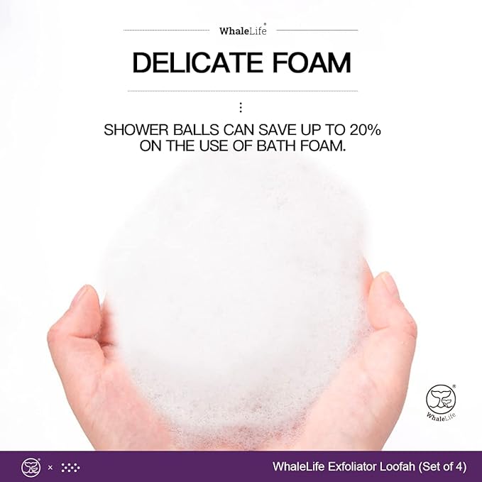 Loofah Sponge Bath Sponge for Women Men 4 Pack (White Rough Surface)