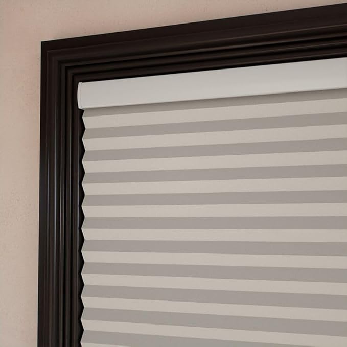 SelectBlinds Cordless Blackout Cellular Shades – No-Drill or Drill Mount – Maximum Darkness & Energy Efficiency – Any Size 13-84” W x 12-84” H, 4 Color Choices, Inside or Outside Mount (Gorgeous Gray)