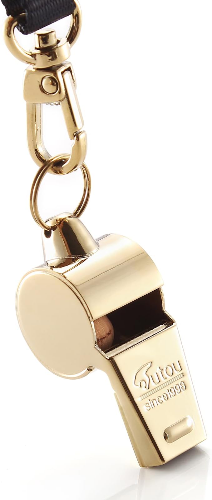 HUTOU L4820 Whistle, Brass Coach Sports Whistle with Lanyard, Loud Crisp Sound Whistle Ideal for Coaches, Referees, and Officials