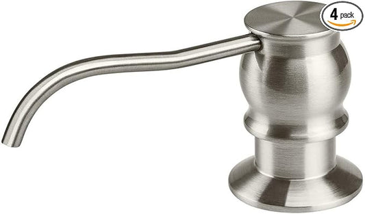 Samodra Kitchen Sink Soap/Lotion Dispenser, Brass Pump Head Brushed Nickel 12 OZ Bottle Built in Design Refill from The Top for Granite Thick Deck Installs