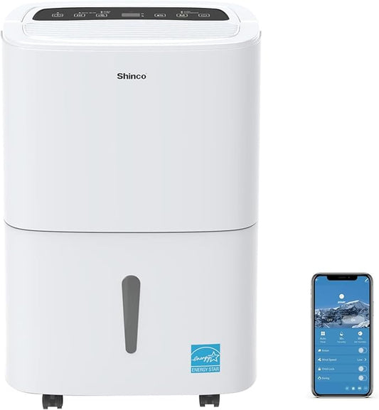 120 Pints Energy Star Dehumidifier with Drain Hose and WIFI for Large Spaces up to 6,000 Sq.Ft, Auto Defrost & Continuous Drainage - Ideal for Home Basements, Bathroom, and Bedroom