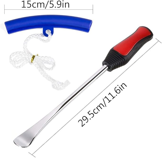 Asooll 11.5" Tire Spoon Dirt Bike Tire Changing Spoons Tool Lever Steel Spoons Kit for Motorcycle ATV Lawn Mower | with 1 Portable Bag + 3 Tire Spoons+ 6 Rim Protectors + 6 Valve Cores + 1 Valve