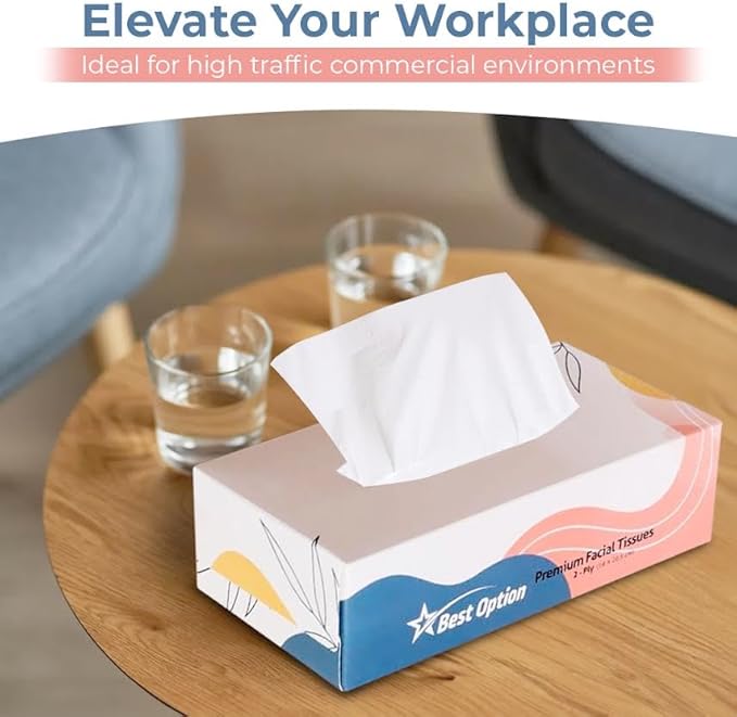 Soft 2-Ply Facial Tissue, White, 230-Count Box | Professional, Gentle and Durable | Great for Bathroom, Office, Business, School (2,760 Tissues, Bulk Pack of 12-Boxes)