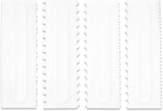 Cake Scraper Set Decorating Comb and Icing Smoother Tool Mousse Butter Cream Cake Edge DIY Tool Plastic Sawtooth Cake Scraper Icing Smoother Comb Set Kitchen Baking Tools Christmas Gift (4 Pack)