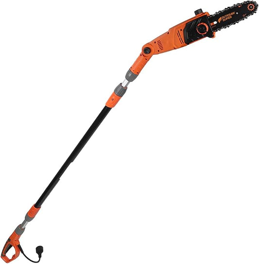 8-Inch Corded Electric Pole Saw 8-Amp Telescoping Power Pole Saw Auto Oiling Multi-Angle Pole Chainsaw for Tree Trimming Courtyard Household