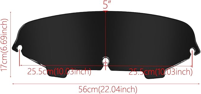 5" Windshield Windscreen Compatible for Harley Touring Electra Street Glide FLHX FLHT 1996-2013 (Black, 5")