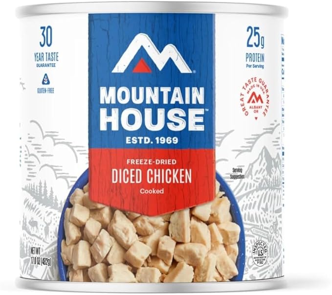 Mountain House Freeze Dried Diced Chicken #10 Can Hunting, Survival, Camping, Backpacking Food Backed by a 30-Year Perfect Taste Survival and Emergency Food Gluten Free 6 Cans Per Case