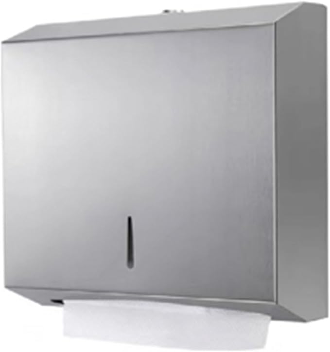 Stainless Steel Paper Towel Dispenser Wall Mounted Lockable Toilet Tissue Holder Rustproof Paper Towel Dispenser Box for Bathroom Hotel Public Restroom 304 Stainless Steel
