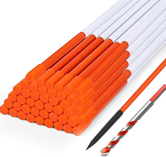 Driveway Markers 4 Feet 30pcs, 5/16 in Dia Snow Stakes with Reflective Tape, Highly Visible for Parking, Walkways, Snow Markers, 48 inch Dia Orange Fiberglass Driveway Reflectors with Steel Drill Bit