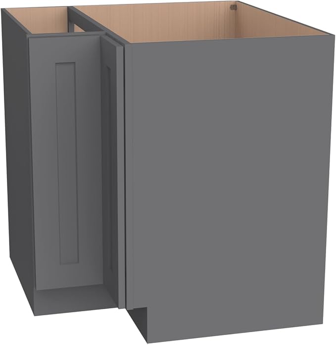 Kitchen Lazy Susan Corner Base Cabinet with Adjustable Shelf, Soft-Close Hinges, Solid Hardwood & Plywood Construction,Space-Saving RTA Storage Solution (SK-Pebble Gray, 36" W x 24" D x 34.5" H)