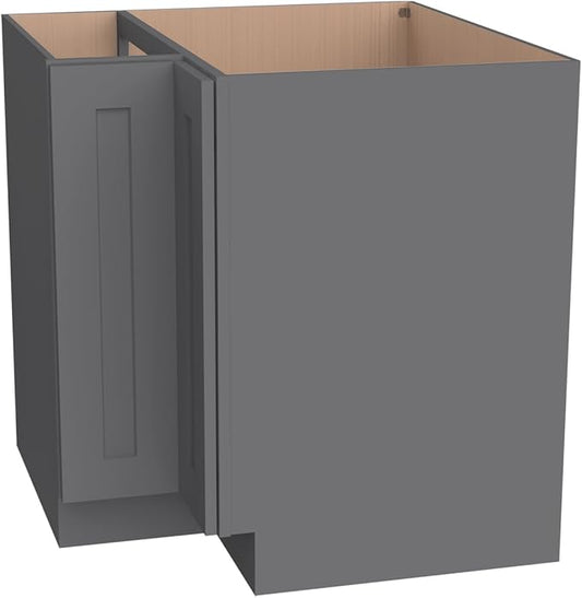 Kitchen Lazy Susan Corner Base Cabinet with Adjustable Shelf, Soft-Close Hinges, Solid Hardwood & Plywood Construction,Space-Saving RTA Storage Solution (SK-Pebble Gray, 33" W x 24" D x 34.5" H)