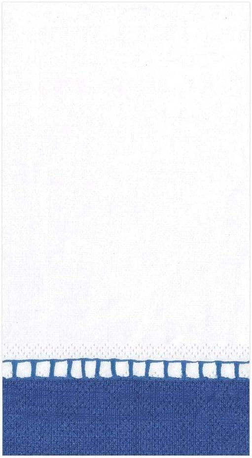 Caspari Linen Border Paper Guest Towel Napkins in Marine Blue - Two Packs of 15