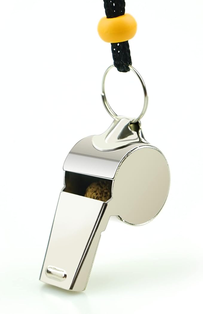 Stainless Steel Sports Whistles with Lanyard, Loud Crisp Sound Whistles Bulk Great for Coaches, Referees, and Officials