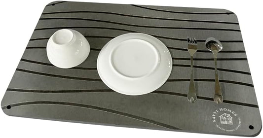 Diatomaceous Earth Dish Drying Mat with Non-Slip Stainless Steel Feet - 16 L x 12 Inch Odorless, Quick Drying Stone Mat for Kitchen Sink - Heat Resistant, Super Absorbent Dish Drying Stone