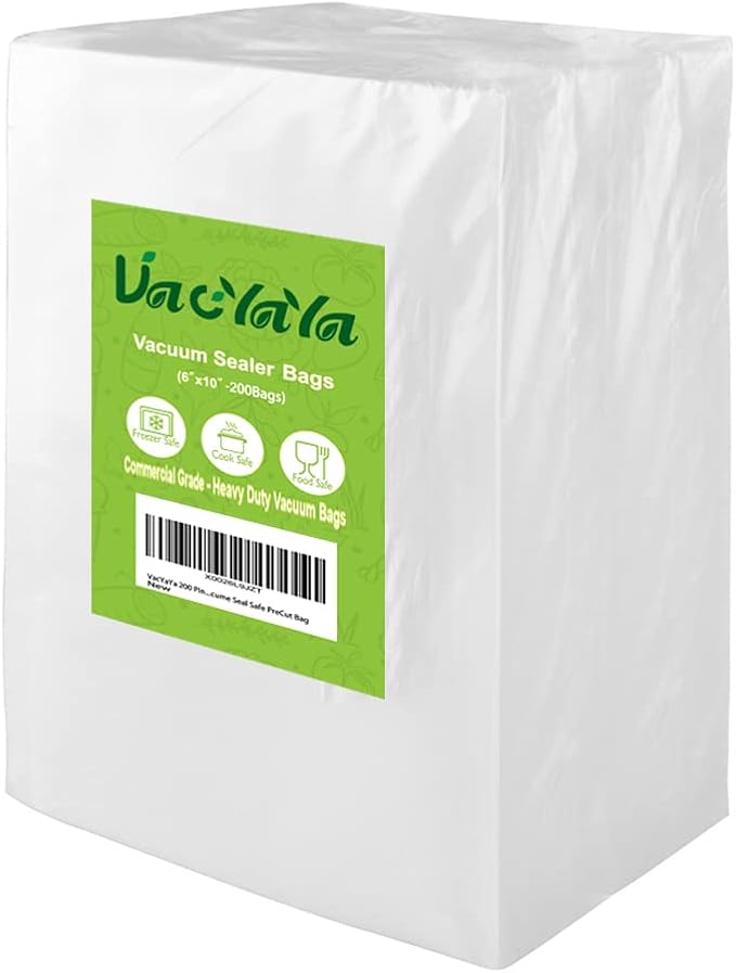 VacYaYa 200 Pint Size 6 x 10 Inch Vacuum Sealer Freezer Storage Machine Bags for Food,Vac Seal a Meal Bags with BPA Free and Commercial Grade Sous Vide Vaccume Seal Safe PreCut Bag
