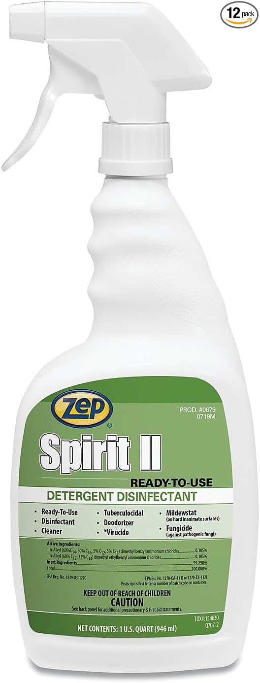 Zep Spirit II Detergent Disinfectant - 32 oz (Case of 12) 67909 - Ready-To-Use