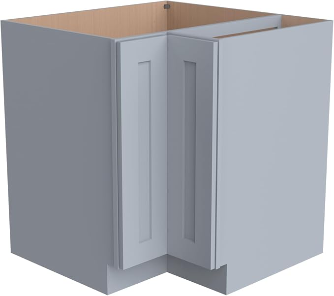 Kitchen Lazy Susan Corner Base Cabinet with Adjustable Shelf, Soft-Close Hinges, Solid Hardwood & Plywood Construction,Space-Saving RTA Storage Solution (SK-Grey, 36" W x 24" D x 34.5" H)
