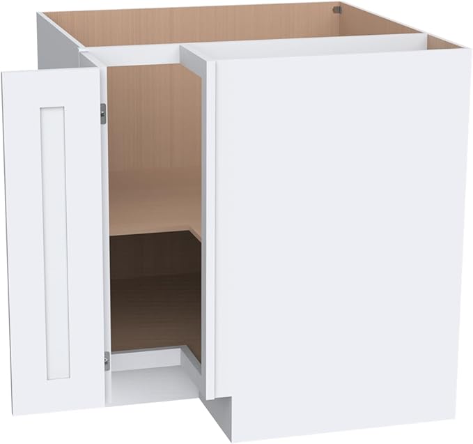 Kitchen Lazy Susan Corner Base Cabinet with Adjustable Shelf, Soft-Close Hinges, Solid Hardwood & Plywood Construction,Space-Saving RTA Storage Solution (SK-White, 36" W x 24" D x 34.5" H)