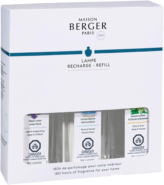 Lampe Berger Fragrance Trio Refill for Home Fragrance Oil Diffuser - 3 x 8.45 Fluid Ounces - 3x250 milliliters (Fresh Trio)