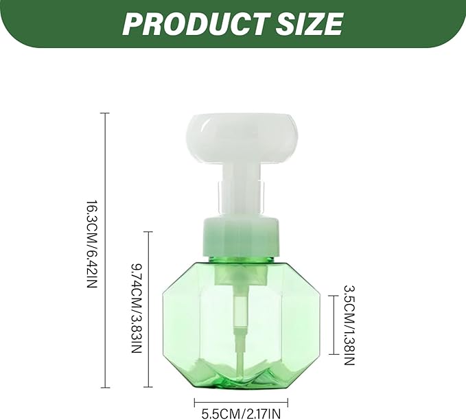 Green Soap Dispenser Foaming Soap Dispenser, 300ml Foaming Pump Bottles, Plastic Foam Hand, Refillable Foam Liquid Pump Bottles, Refillable Bottle