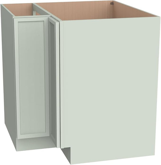Kitchen Lazy Susan Corner Base Cabinet with Adjustable Shelf, Soft-Close Hinges, Solid Hardwood & Plywood Construction,Space-Saving RTA Storage Solution (NT-Jade Green, 36" W x 24" D x 34.5" H)