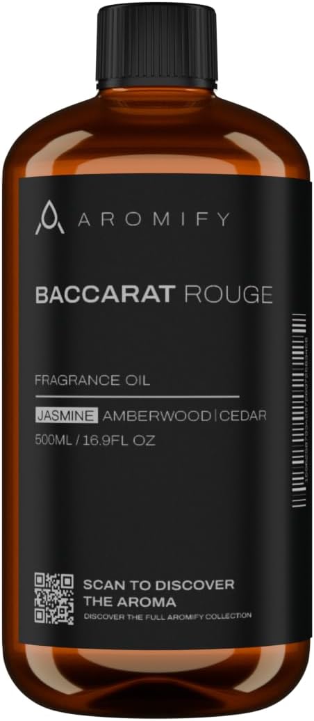 Diffuser Oil Inspired by Baccarat Rouge, 16.9 FL Oz, 500 mL, Luxury Hotel Scent for Home, Bathroom, Spa & Office, Essential Oil Blend for Aromatherapy, Amberwood & Cedar.