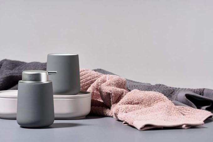Zone Denmark Soap Dispenser in Elegant Grey- Porcelain Stylish and Functional Bathroom Accessory - 3.93"x3.93"x5.51" inches