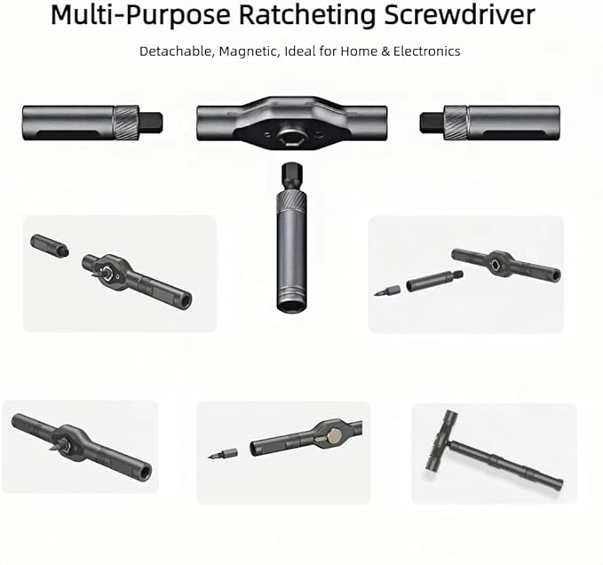 42 in 1 Magnetic Ratchet Screwdriver Set with T-Handle, Multi-Bit Ratcheting Screwdriver Tool Kit for Electronics, Furniture, Computer, Bicycle, and DIY Repair(Orange)